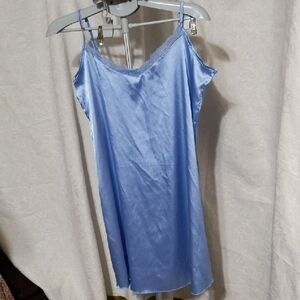 Elegant Blue Satin Slip Sleepwear